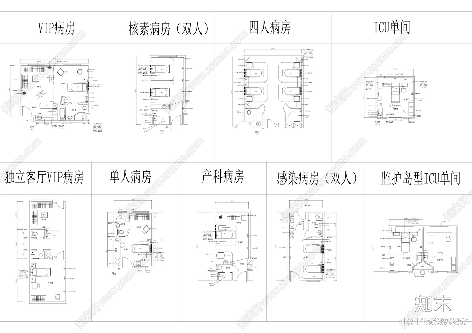 医院病房平面布置施工图下载【ID:1158099257】