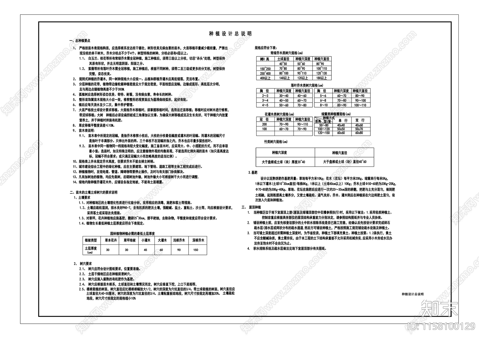 现代绿化植物设计说明cad施工图下载【ID:1158100129】