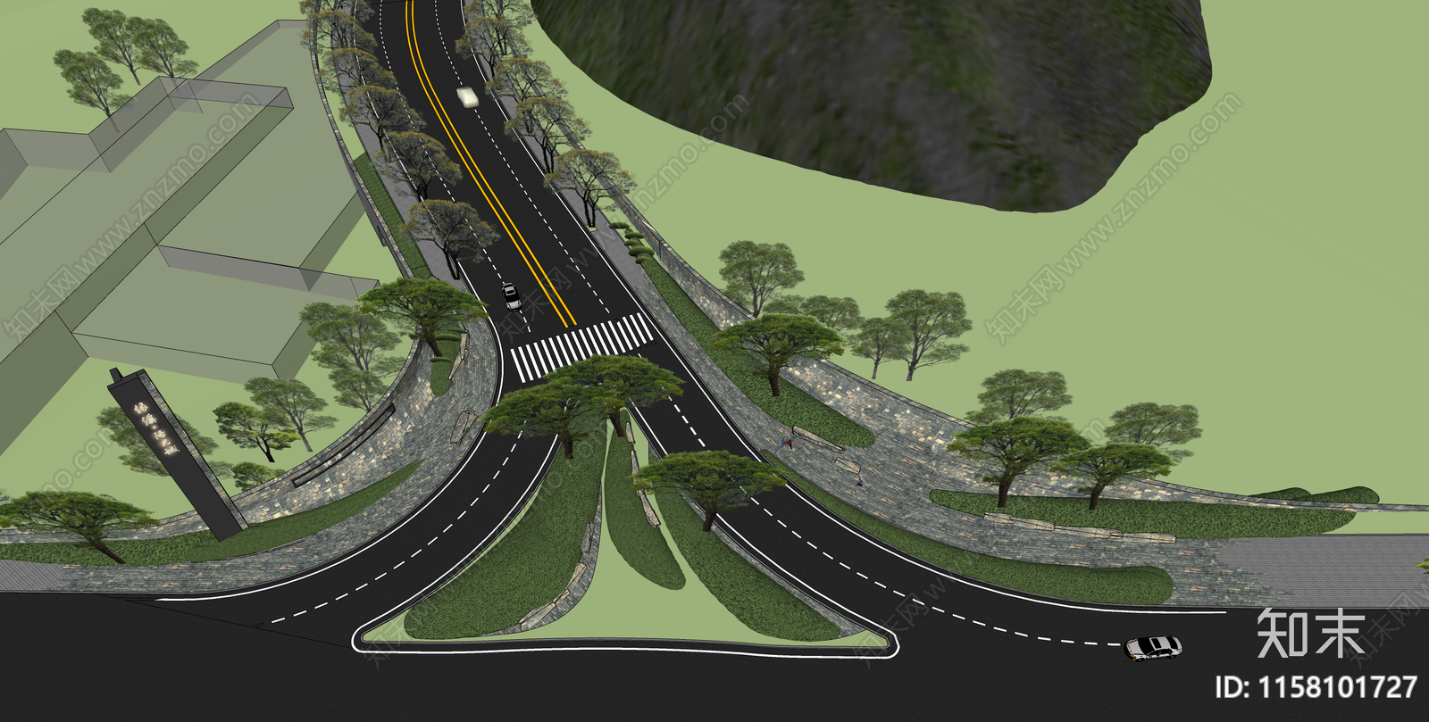 现代道路改造景观SU模型下载【ID:1158101727】