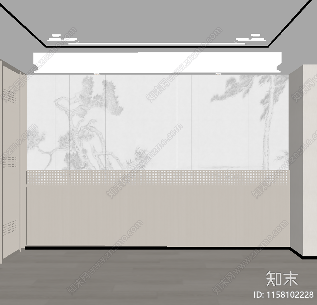 新中式卧室背景墙SU模型下载【ID:1158102228】