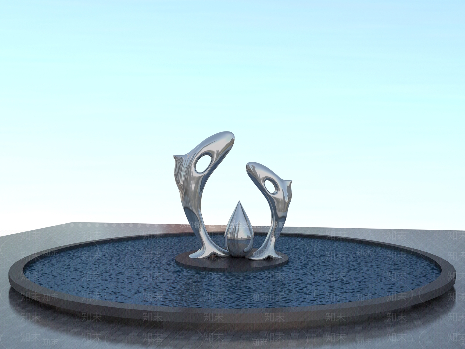 现代双鱼水滴3D模型下载【ID:1158102250】