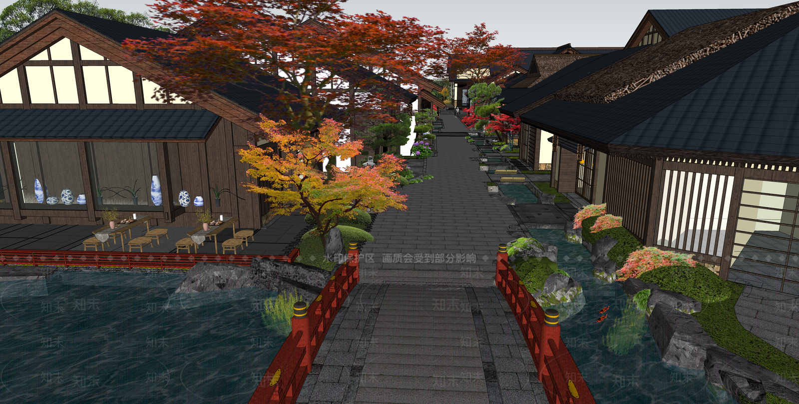 中式古镇商业街SU模型下载【ID:1158103119】