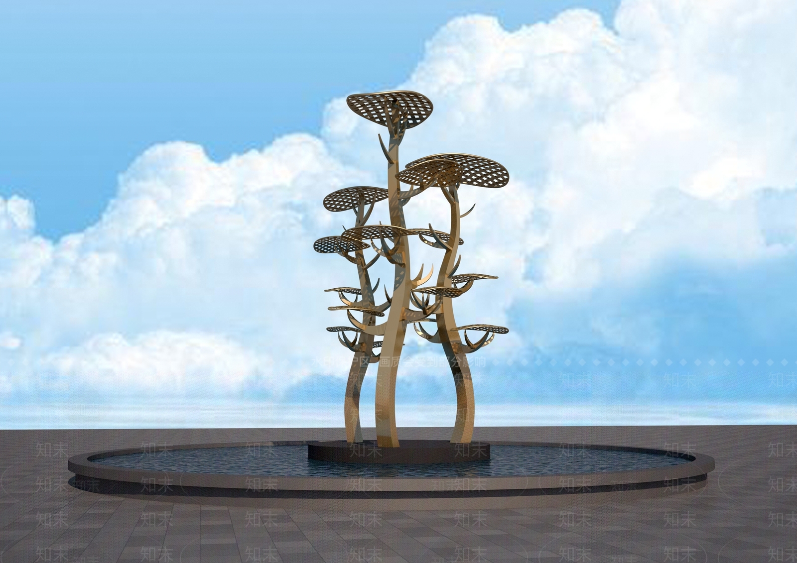 现代树雕塑3D模型下载【ID:1158103200】