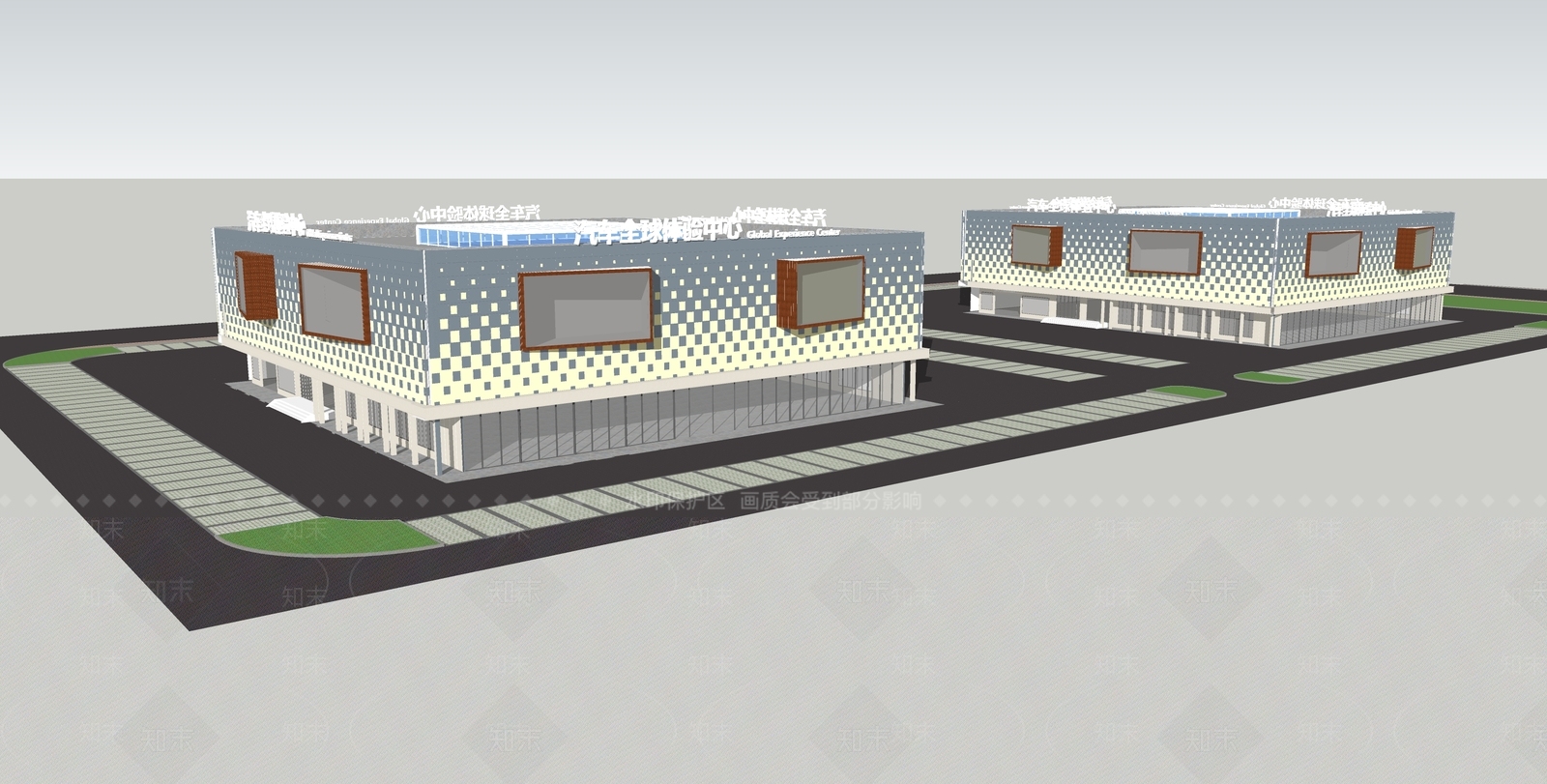 现代汽车4S店建筑SU模型下载【ID:1158104485】
