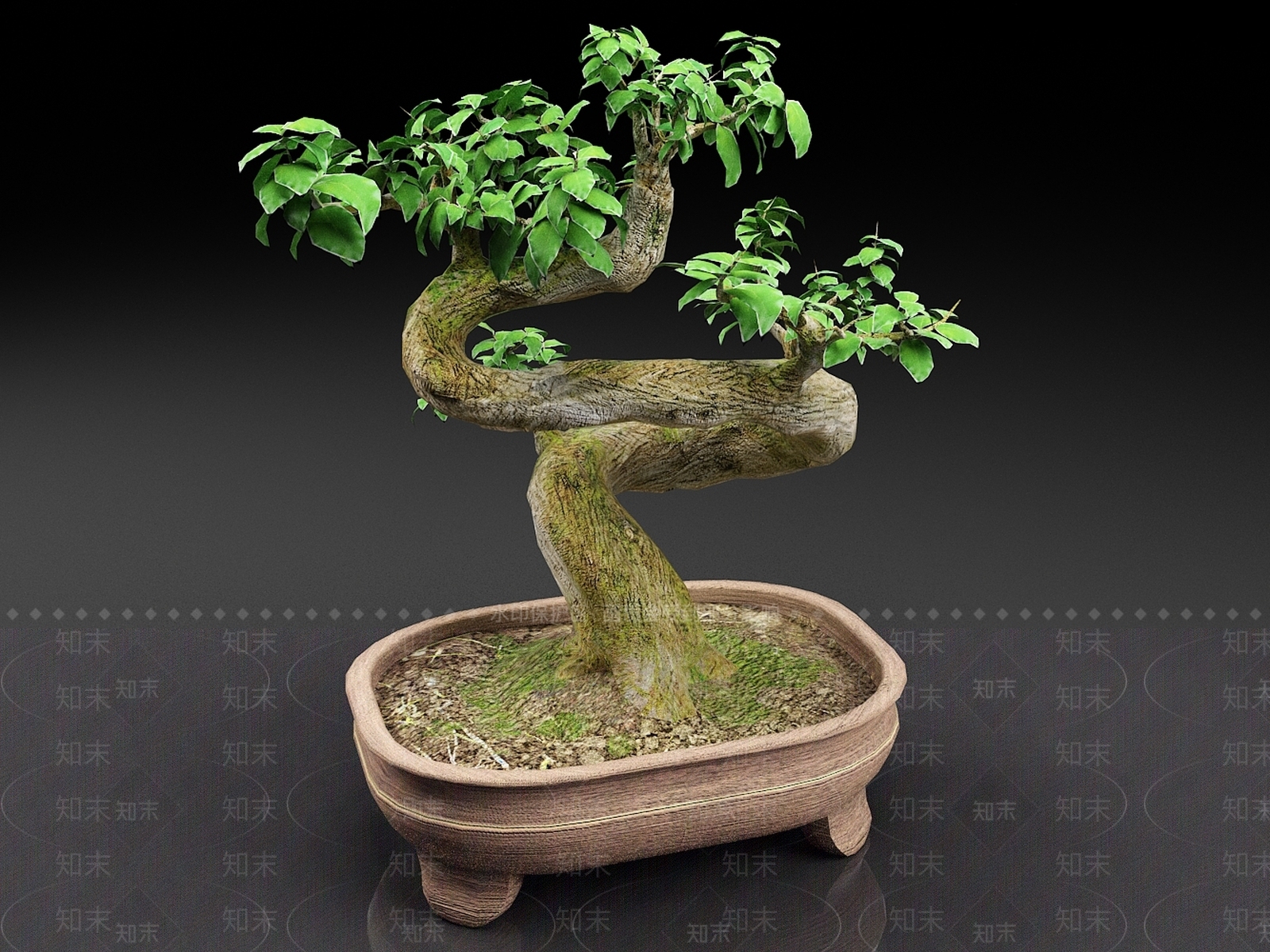 新中式榕树盆景3D模型下载【ID:1158107577】