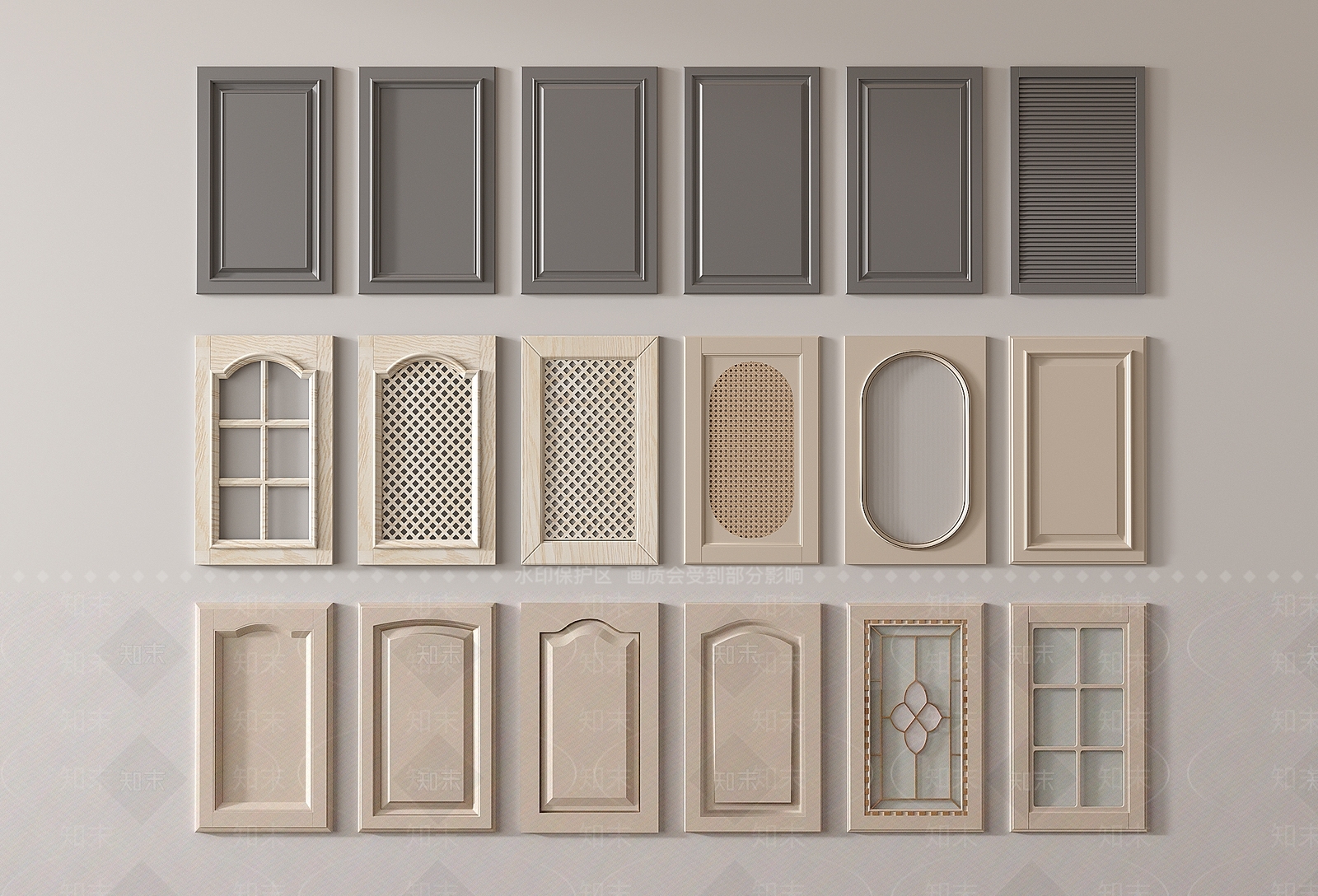 美式衣柜门组合3D模型下载【ID:1158107871】