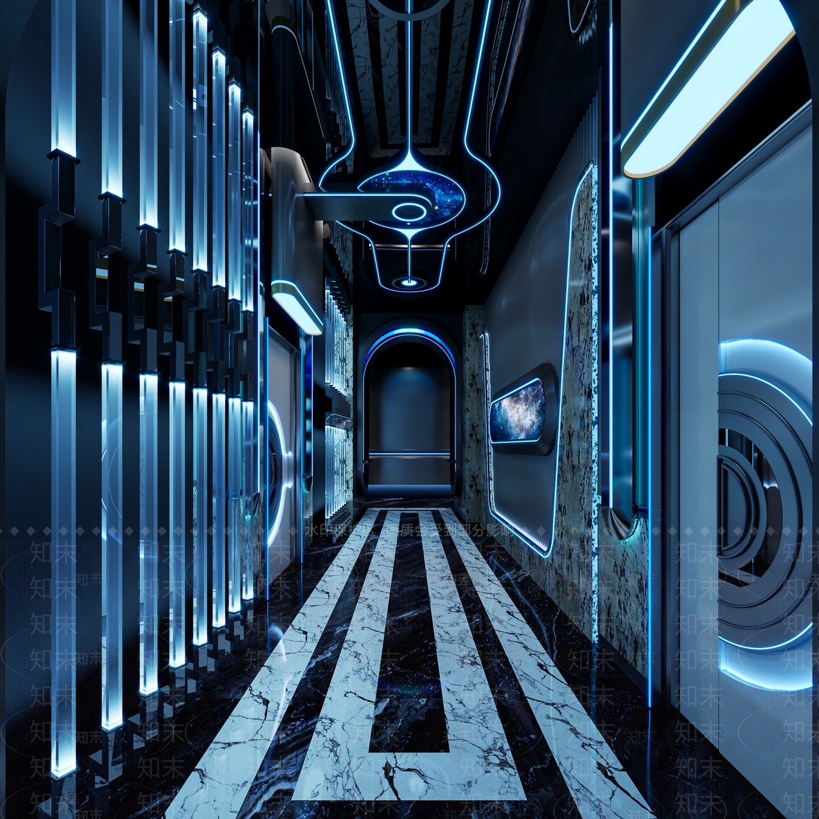 现代KTV走廊3D模型下载【ID:1158108738】