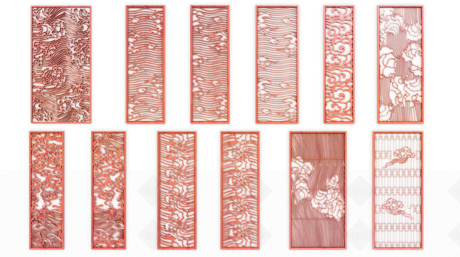 新中式祥云纹隔断3D模型下载【ID:1158109834】