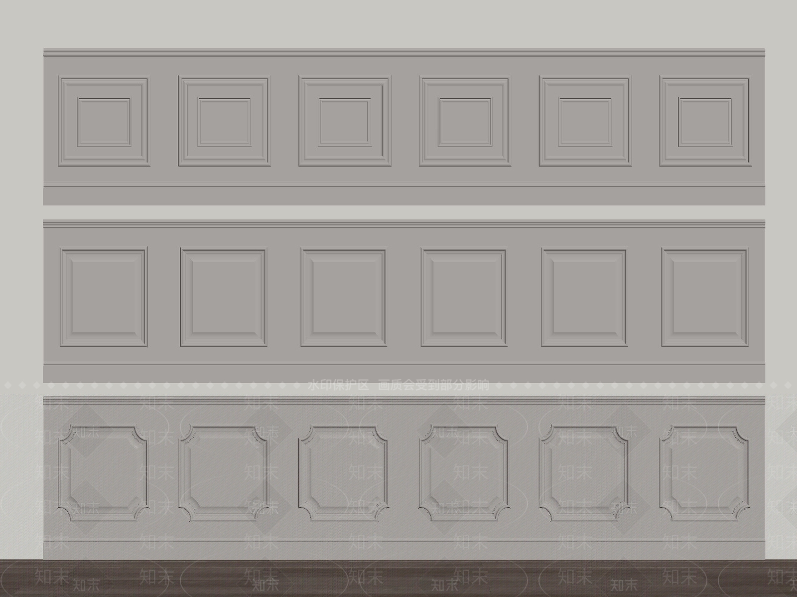 欧式护墙板SU模型下载【ID:1158111688】