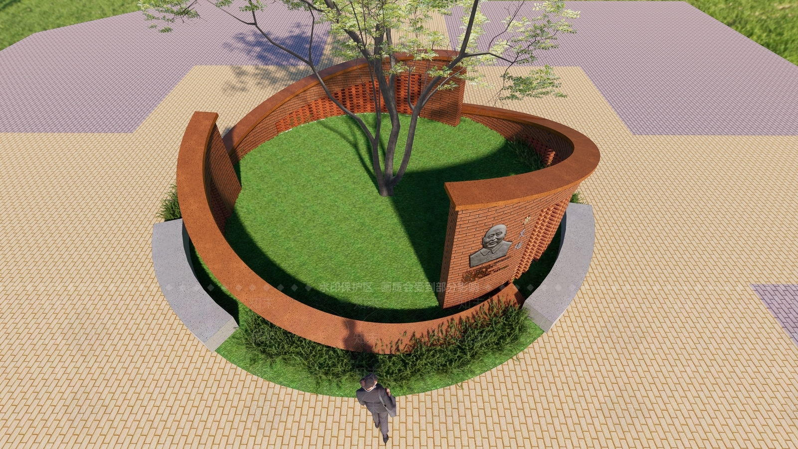 现代红砖艺术名人景观雕塑小品SU模型下载【ID:1158321907】