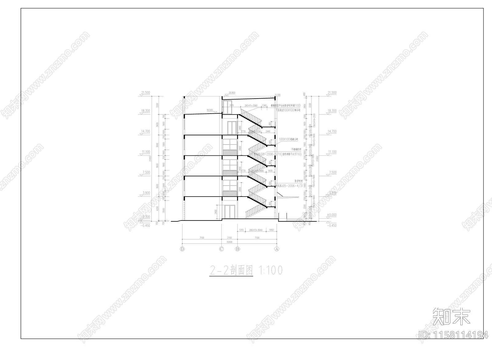 教学楼建筑毕业设计图cad施工图下载【ID:1158114194】