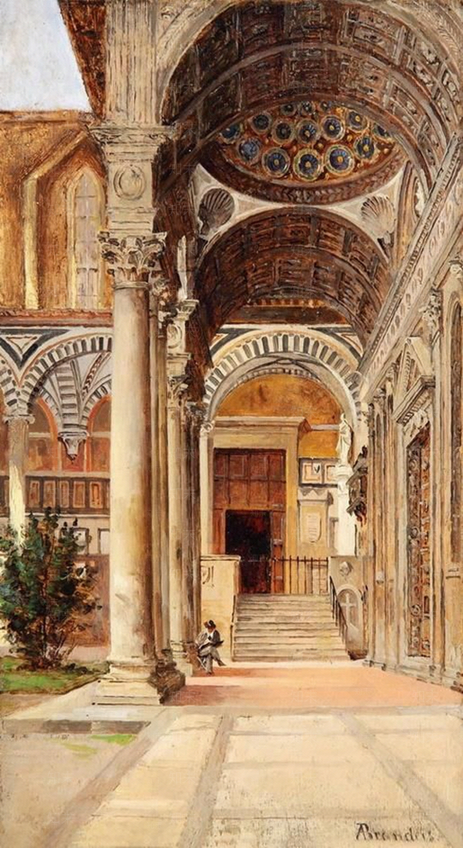 欧式建筑风景油画壁画贴图下载【ID:1158114839】