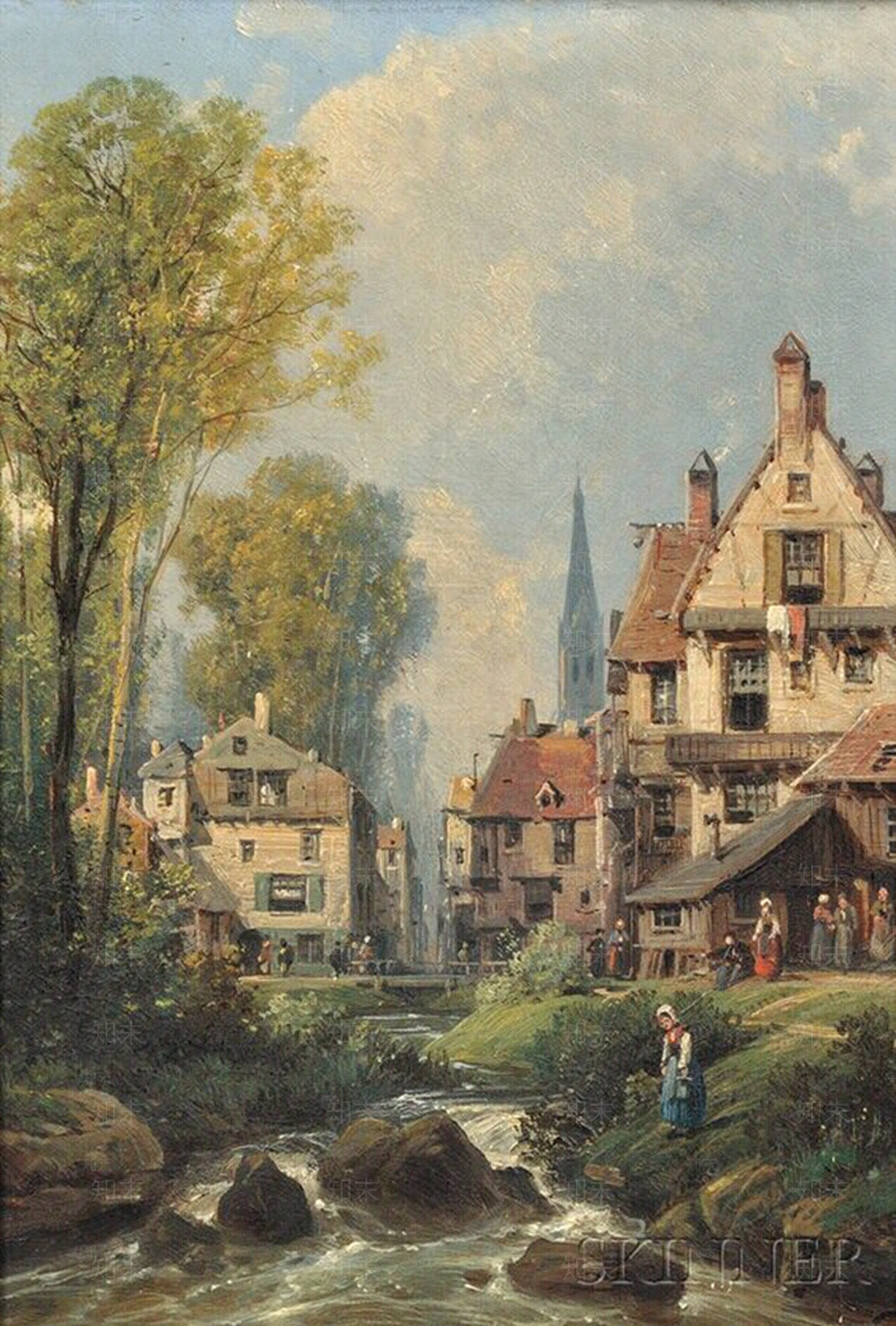 欧式建筑风景油画壁画贴图下载【ID:1158115721】