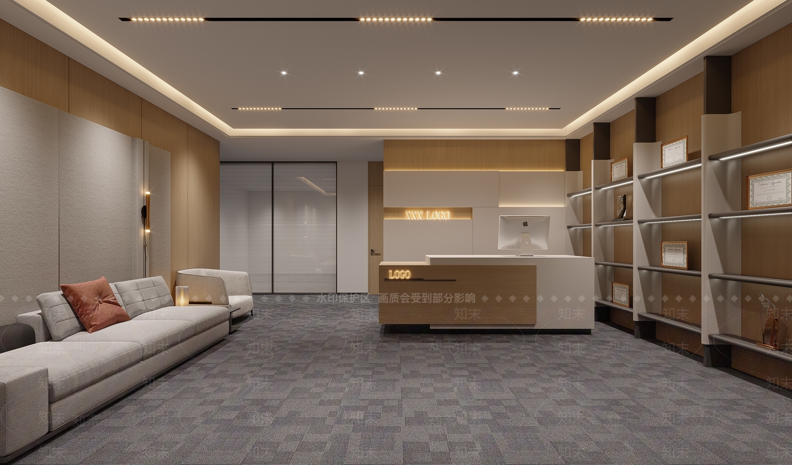 现代办公室前台3D模型下载【ID:1158117293】