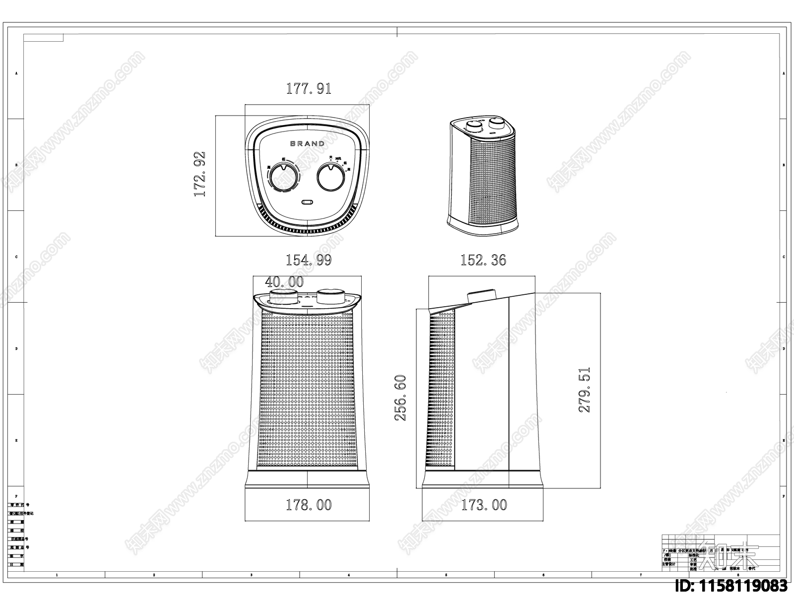 取暖器线稿图设计cad施工图下载【ID:1158119083】