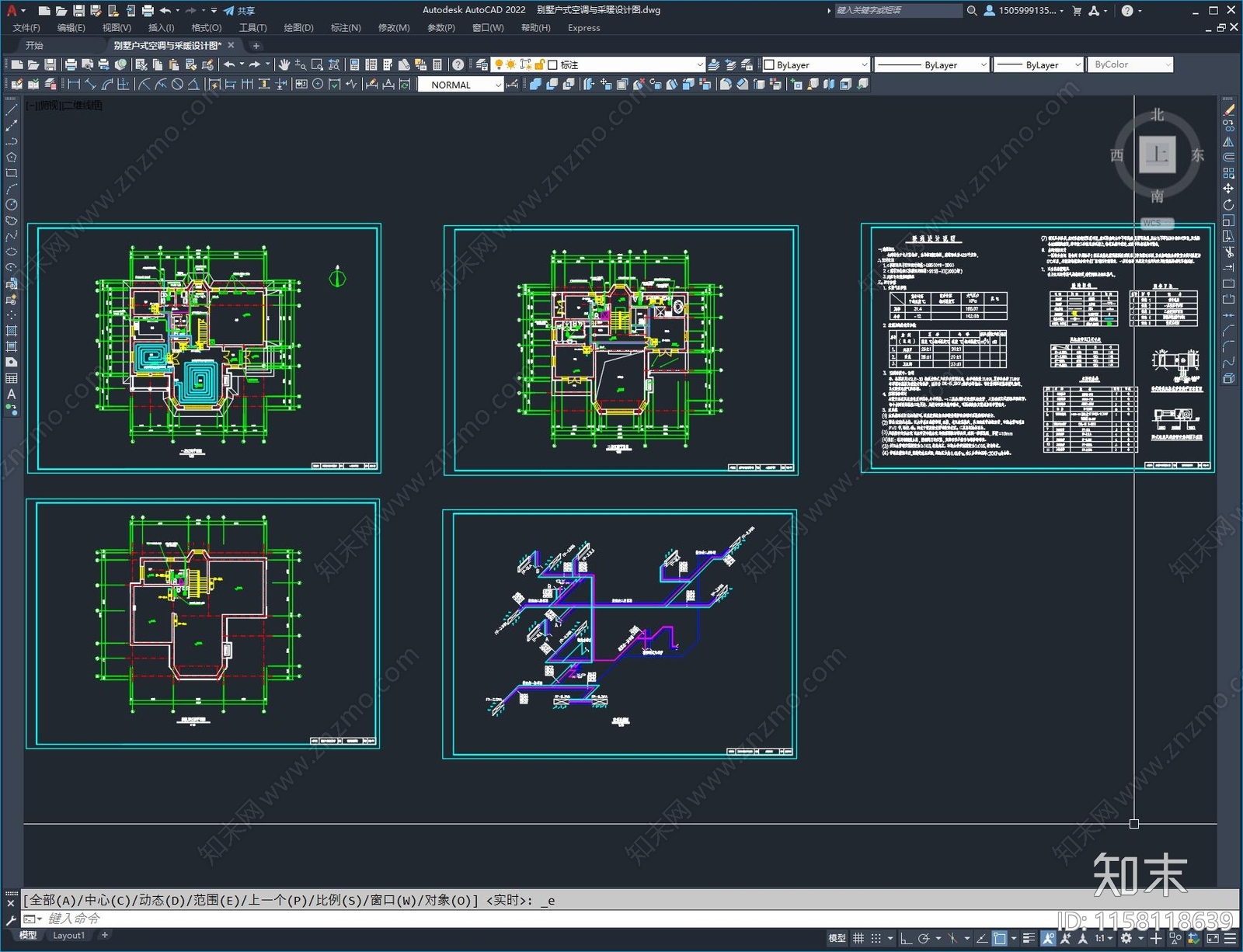 别墅户式空调与采暖设计图施工图下载【ID:1158118639】