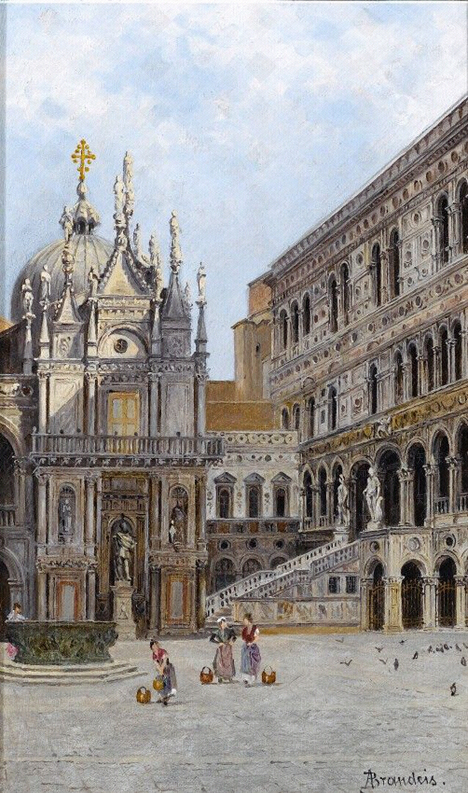 欧式建筑风景油画壁画贴图下载【ID:1158118529】