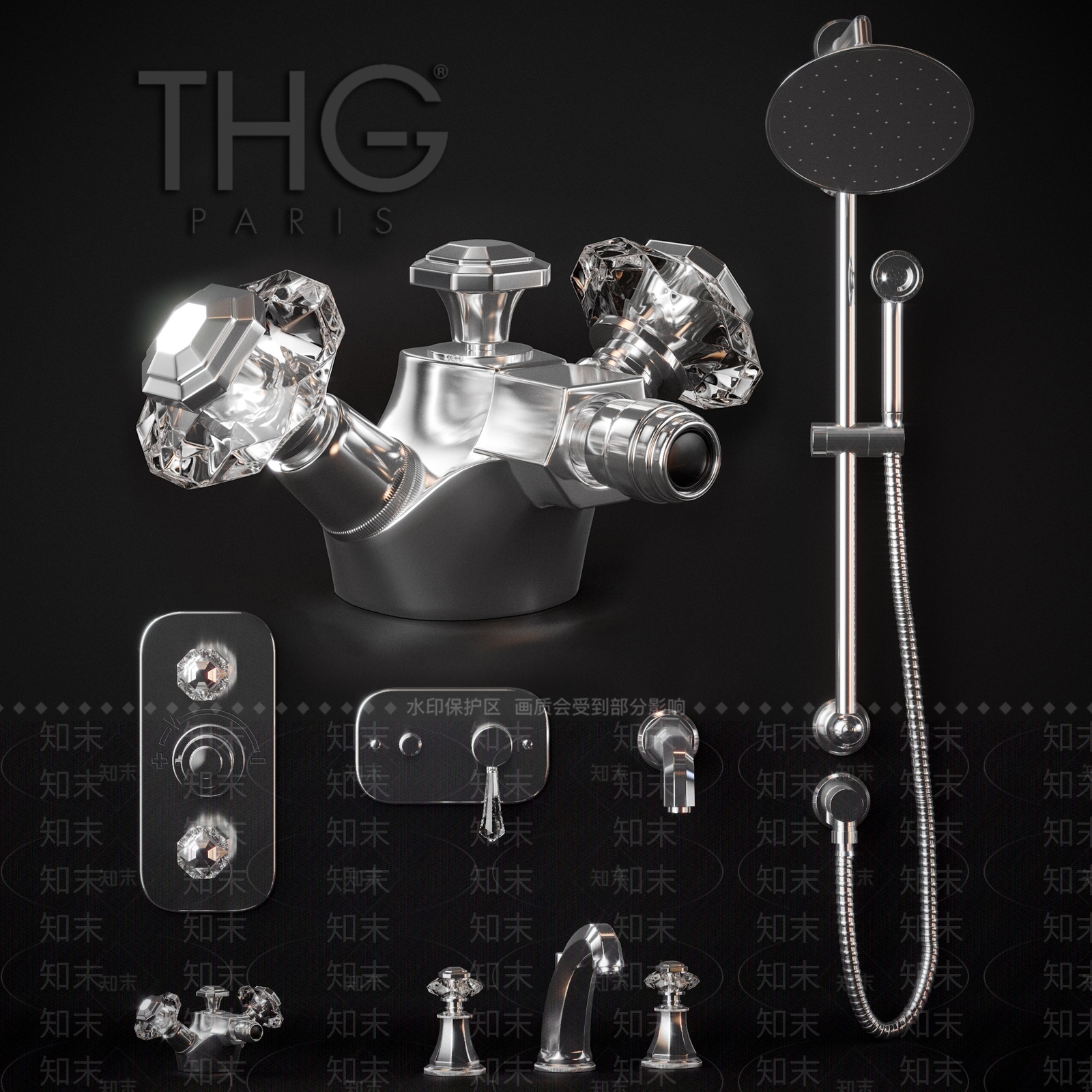 现代THGParis淋浴3D模型下载【ID:1158120812】