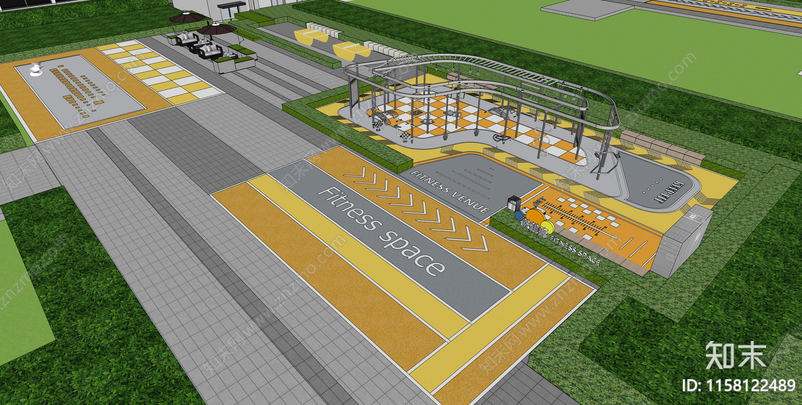 现代大区健身区景观SU模型下载【ID:1158122489】