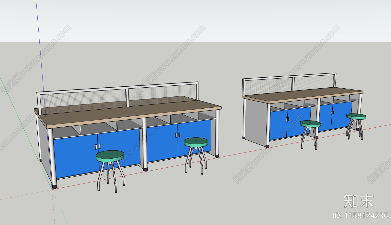 现代实验桌椅SU模型下载【ID:1158124236】