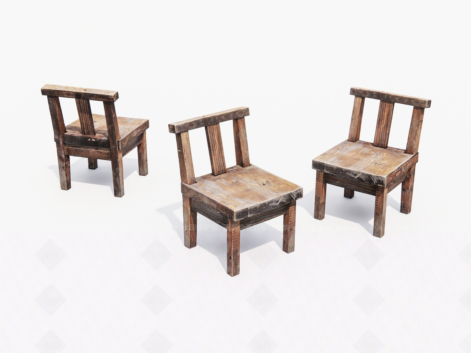 中式老旧小板凳3D模型下载【ID:1158127030】