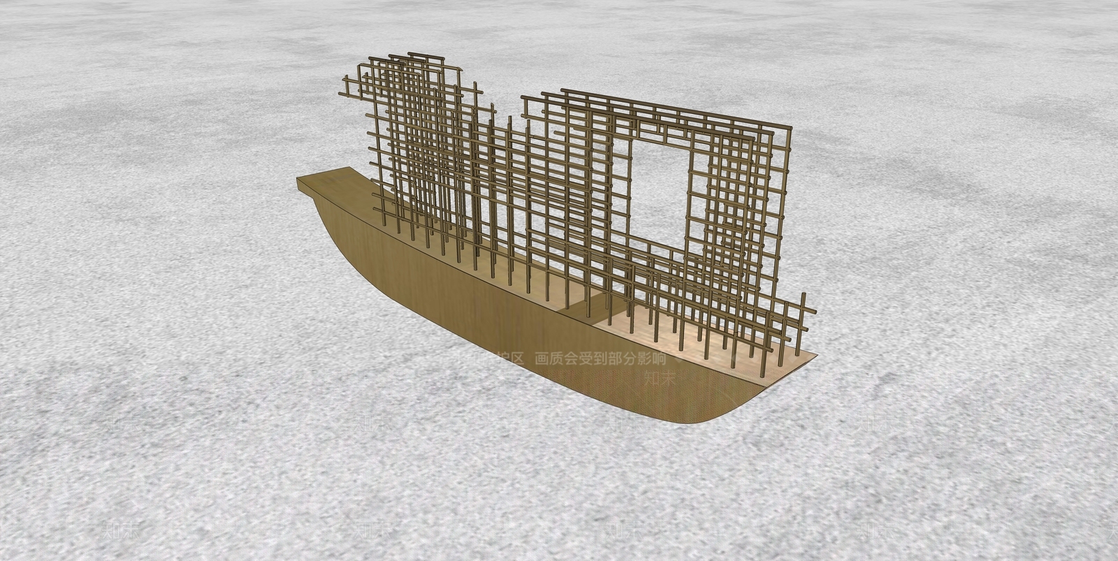 现代嘉兴红船铁艺构件SU模型下载【ID:1158128268】
