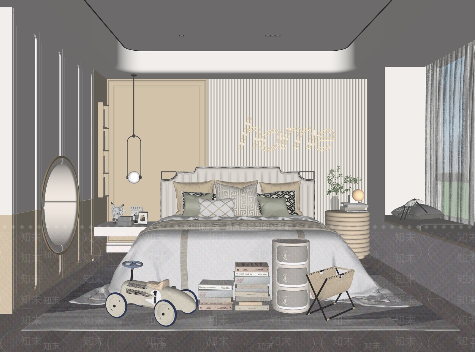 现代儿童房SU模型下载【ID:1158129177】