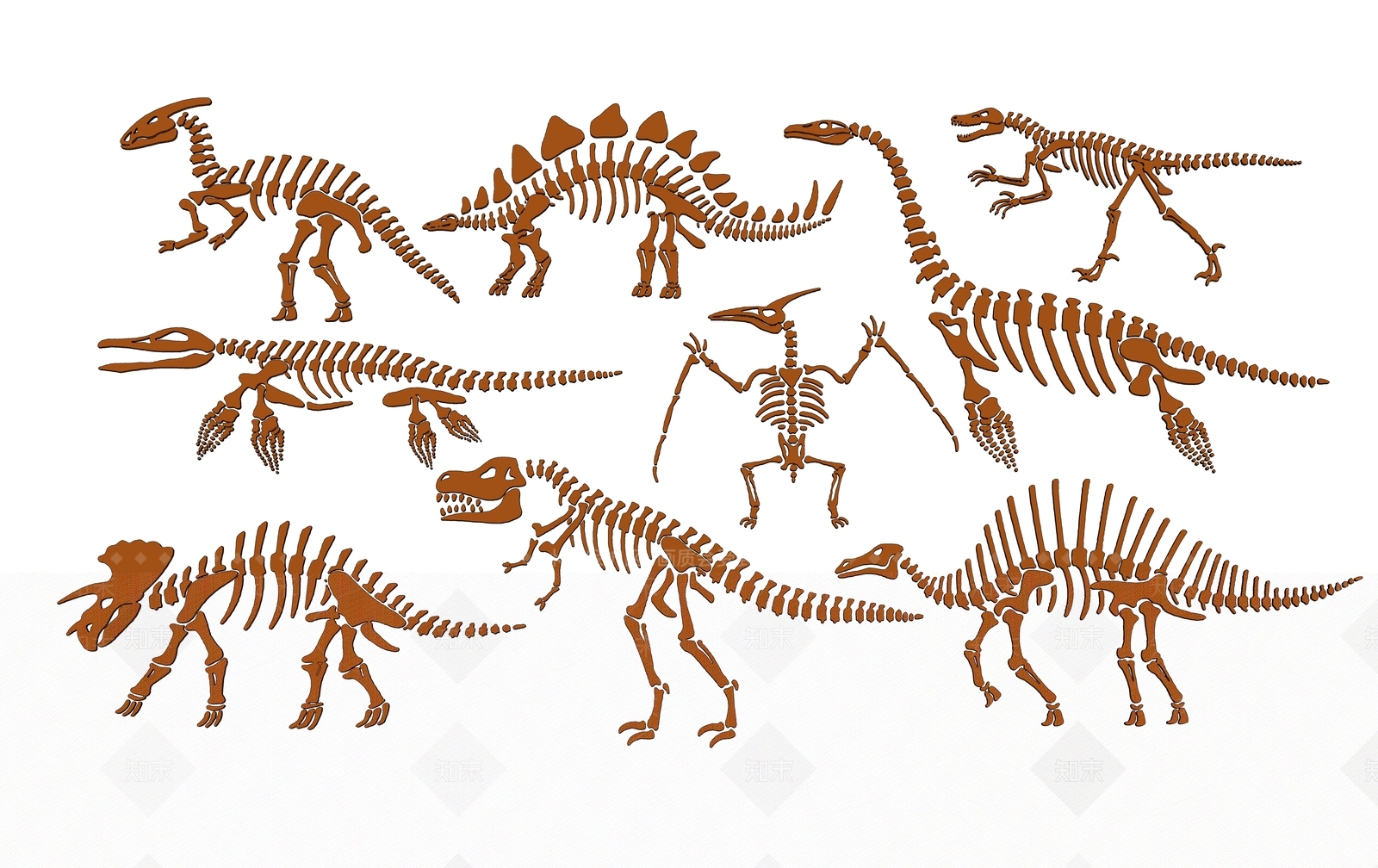 中式恐龙剪影SU模型下载【ID:1158130166】