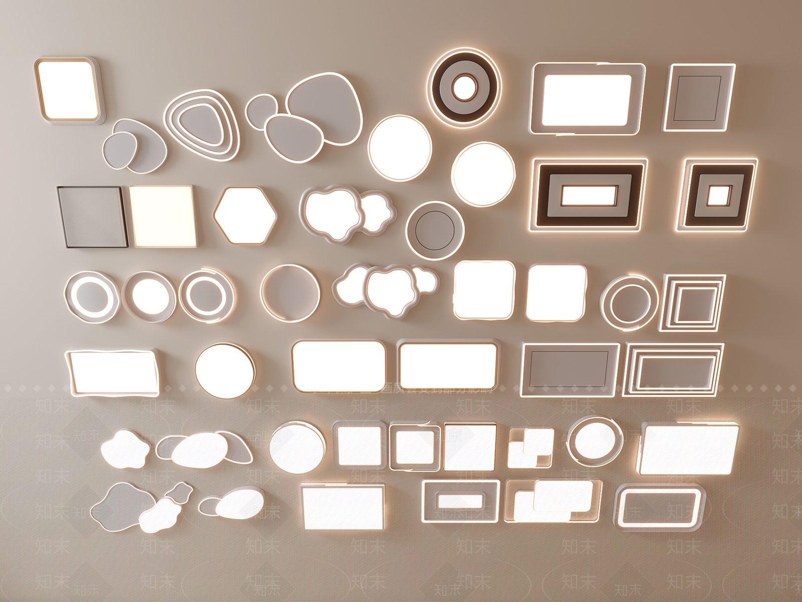 现代简约吸顶灯3D模型下载【ID:1158130969】