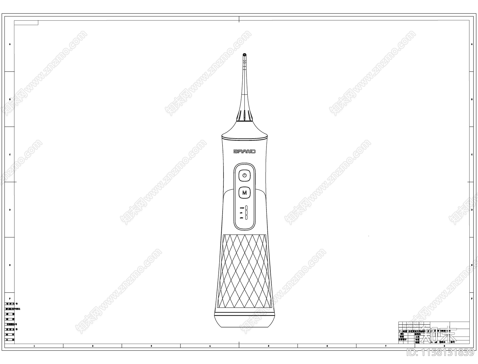 洗牙器线稿图设计cad施工图下载【ID:1158131839】
