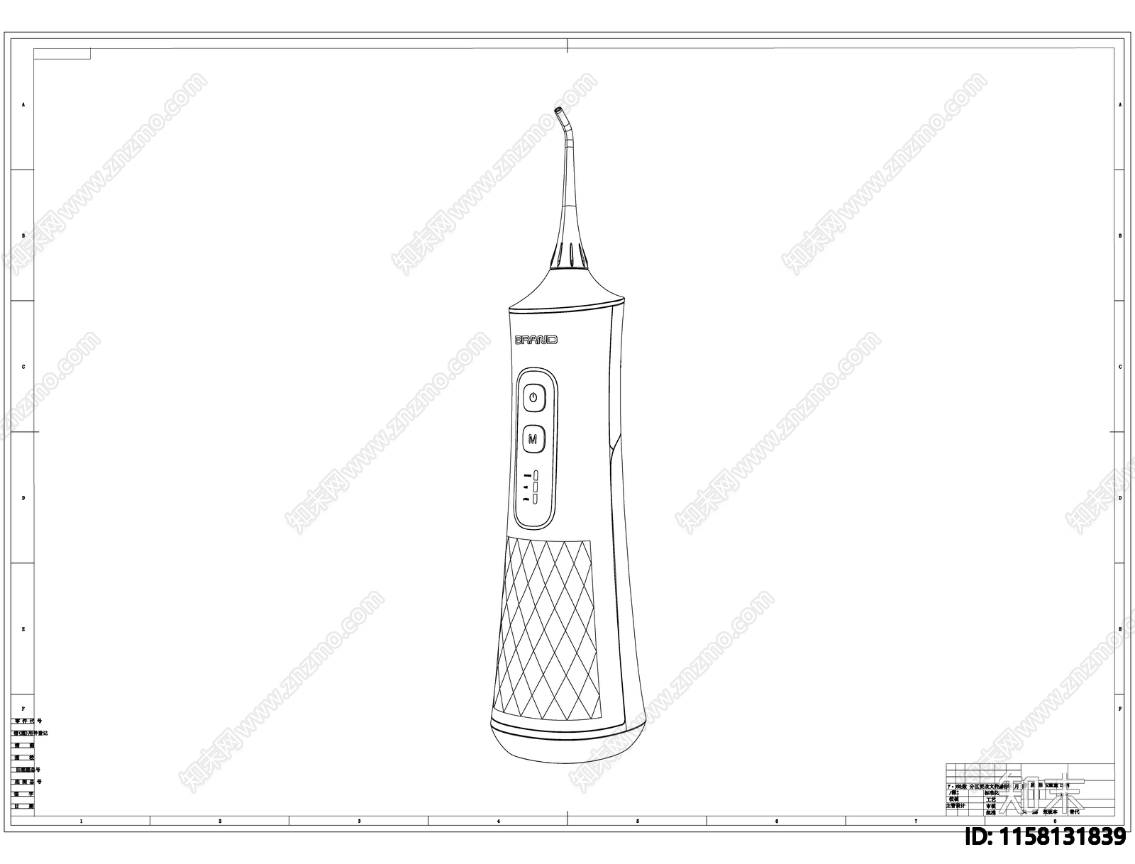 洗牙器线稿图设计cad施工图下载【ID:1158131839】