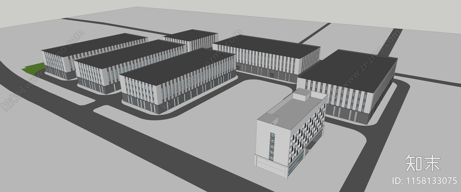 现代多层厂房SU模型下载【ID:1158133075】