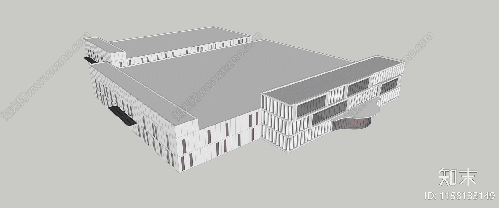 现代厂房SU模型下载【ID:1158133149】