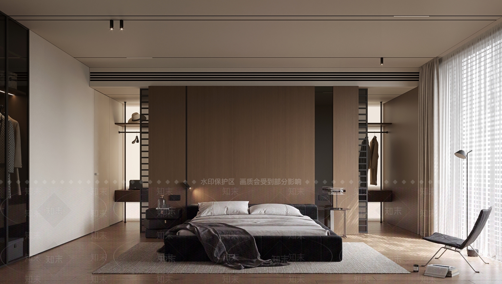 黑色软包双人床双人床3D模型下载【ID:1227278363】