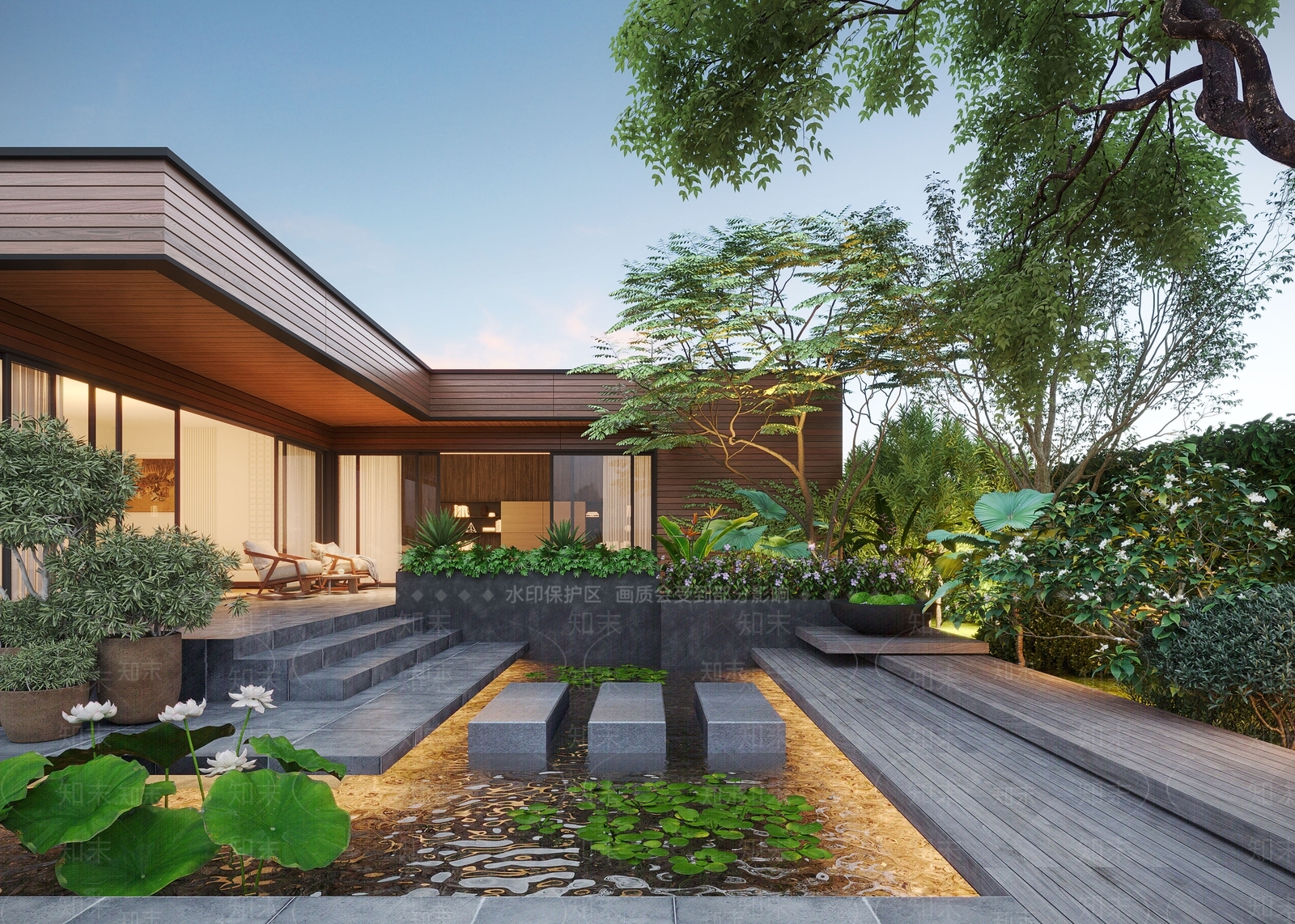 现代庭院3D模型下载【ID:1158135892】