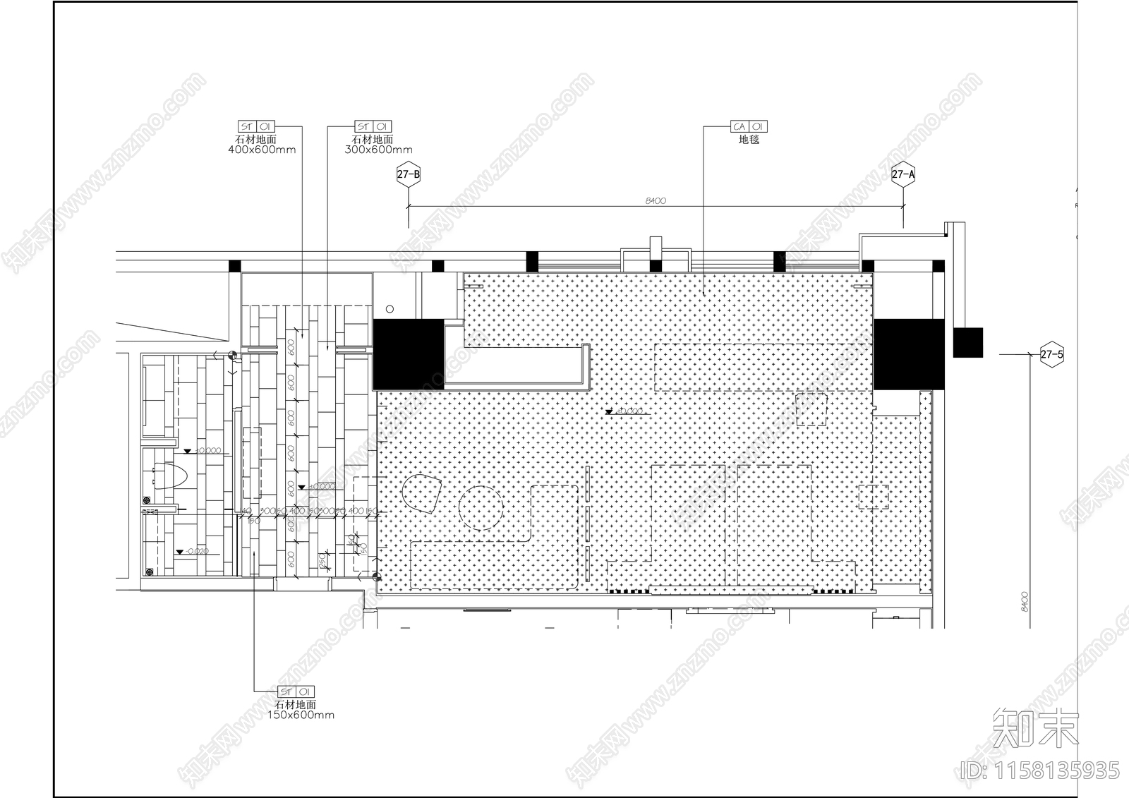 精品酒店双床户型室内精装修cad施工图下载【ID:1158135935】