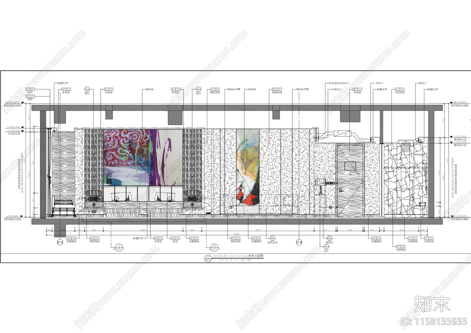 精品酒店双床户型室内精装修cad施工图下载【ID:1158135935】