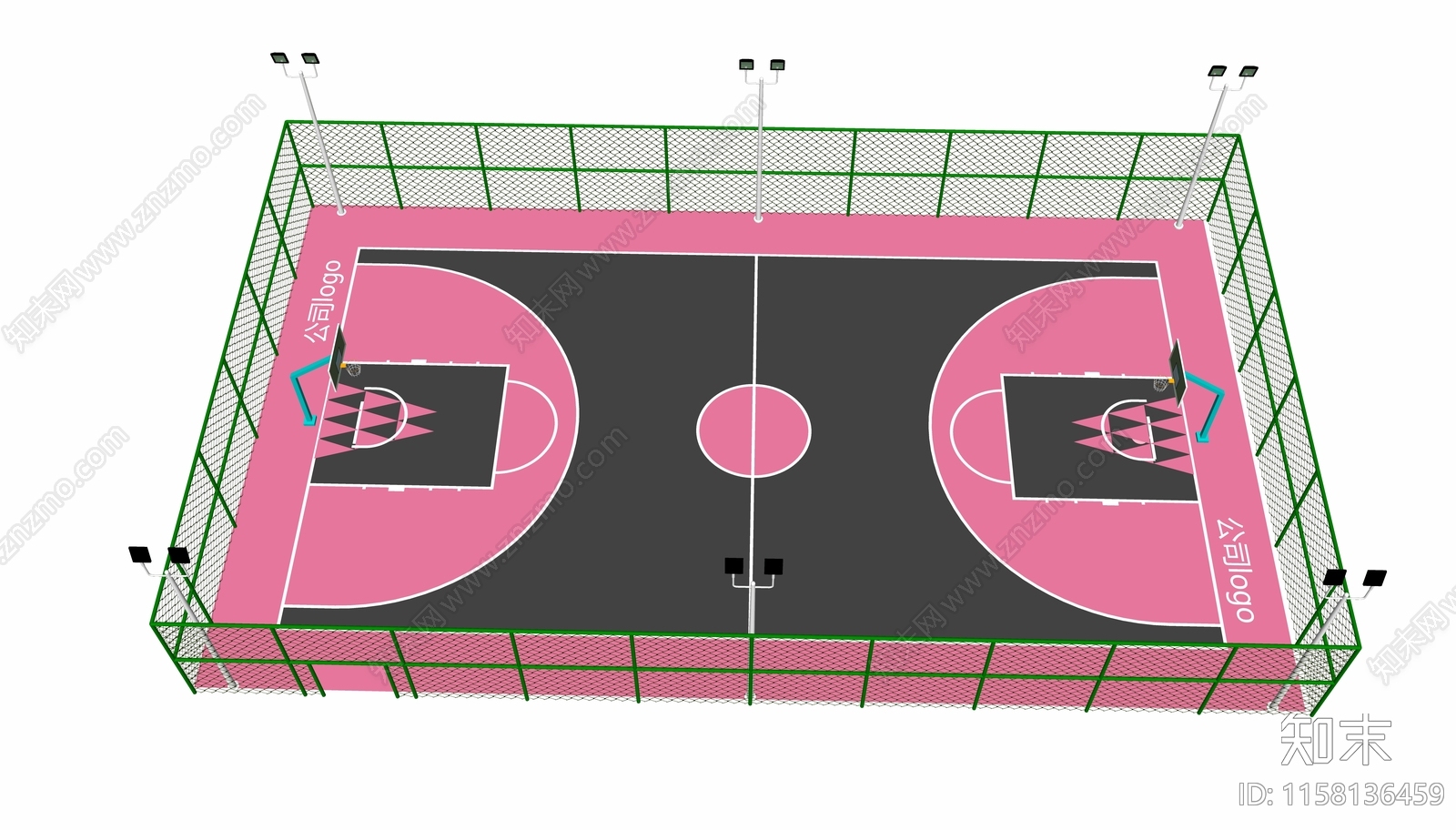 现代网红篮球场SU模型下载【ID:1158136459】