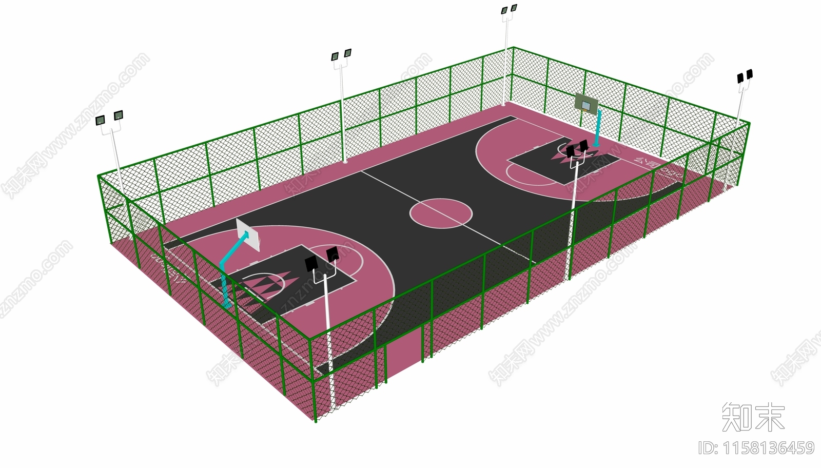 现代网红篮球场SU模型下载【ID:1158136459】