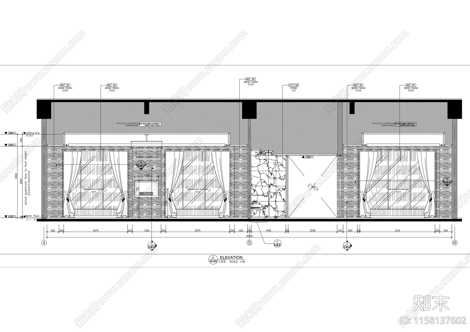 希尔顿酒店豪华行政套房室内精装修cad施工图下载【ID:1158137602】