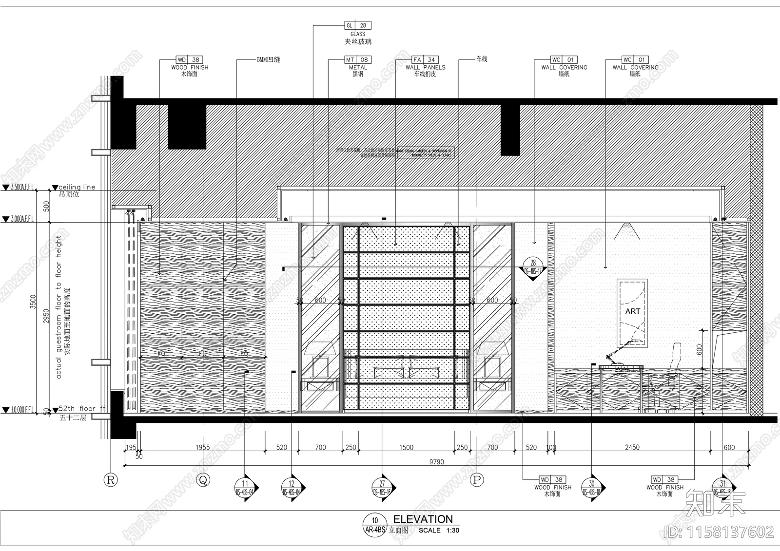 希尔顿酒店豪华行政套房室内精装修cad施工图下载【ID:1158137602】