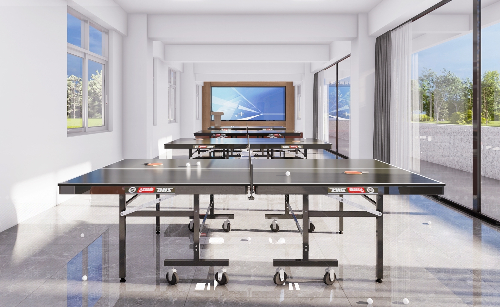 现代乒乓球室SU模型下载【ID:1158142589】