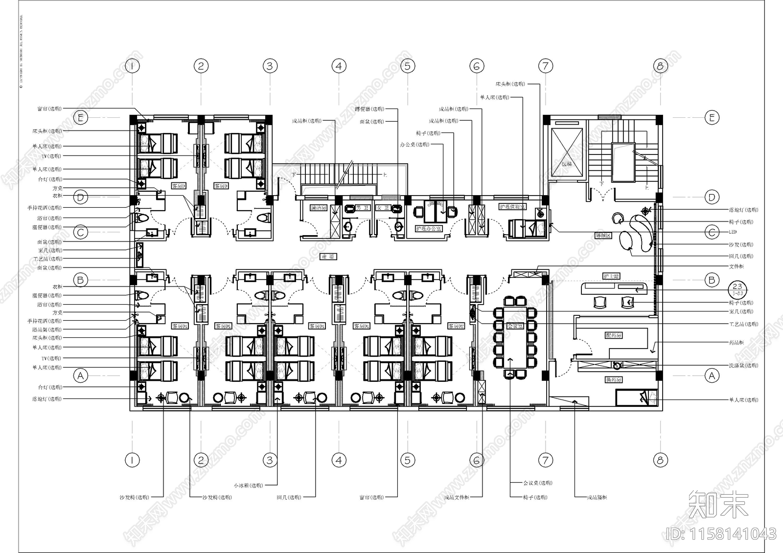 医院独立客cad施工图下载【ID:1158141043】