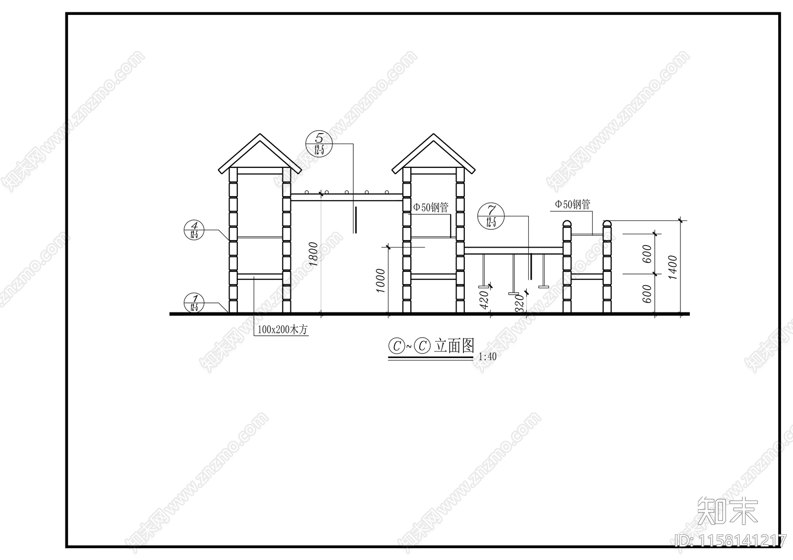 海盗船cad施工图下载【ID:1158141217】