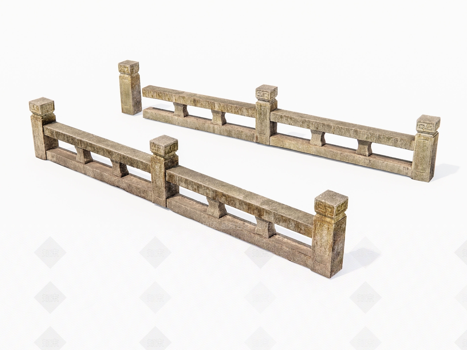 中式造型石桥护栏3D模型下载【ID:1158142110】