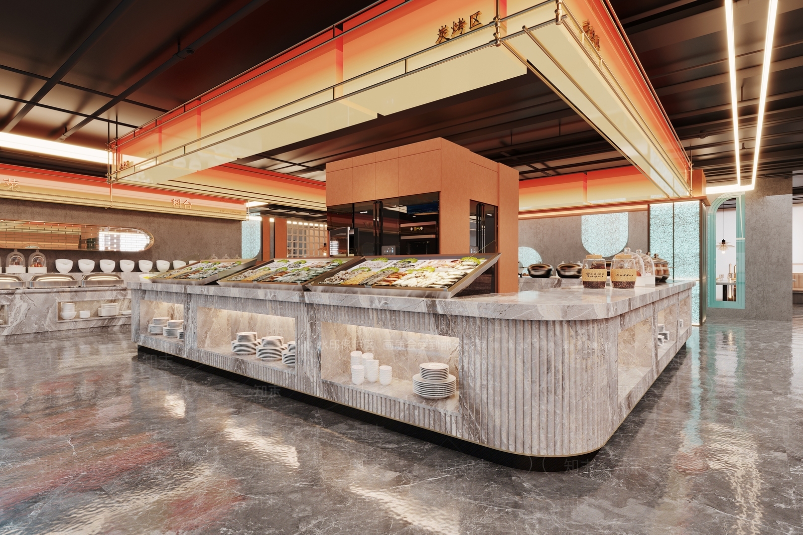 现代海鲜自助餐3D模型下载【ID:1158151308】