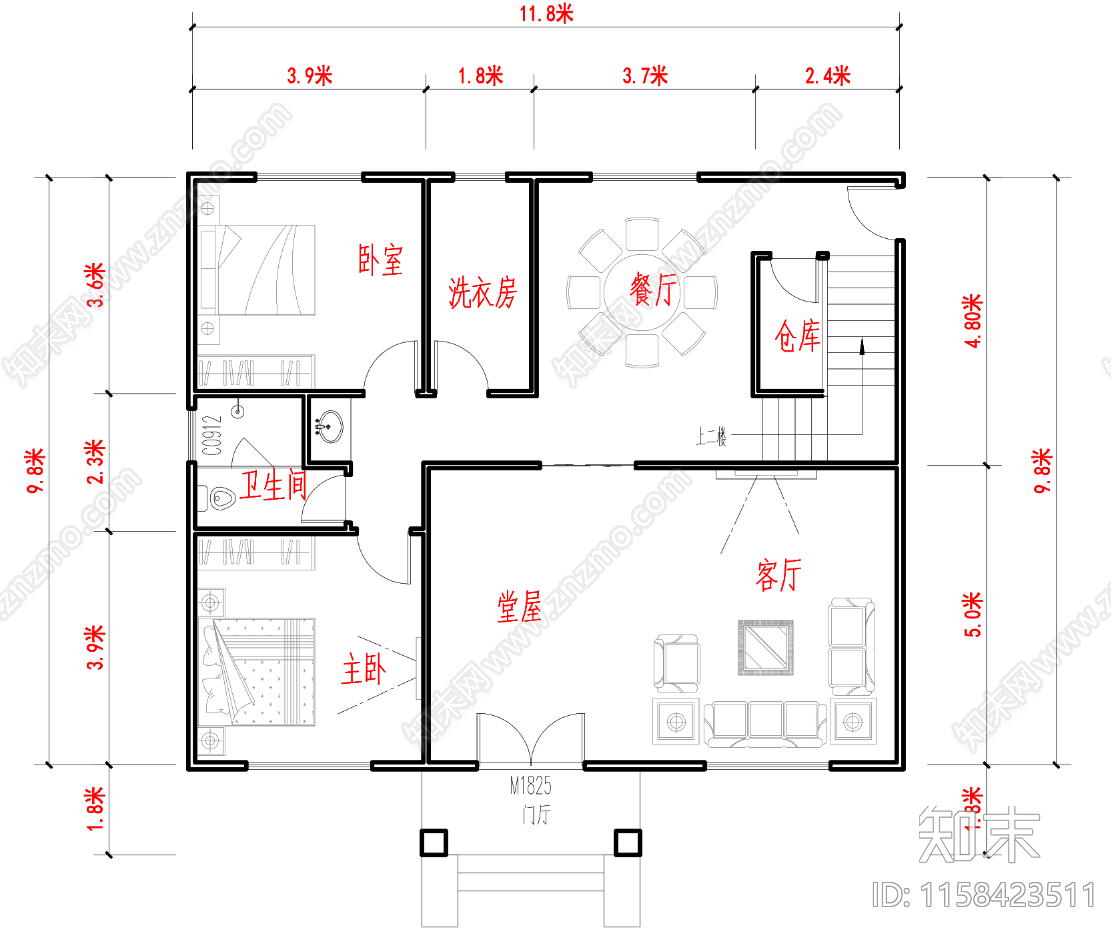 现代风格砖混结构自建房cad施工图下载【ID:1158423511】