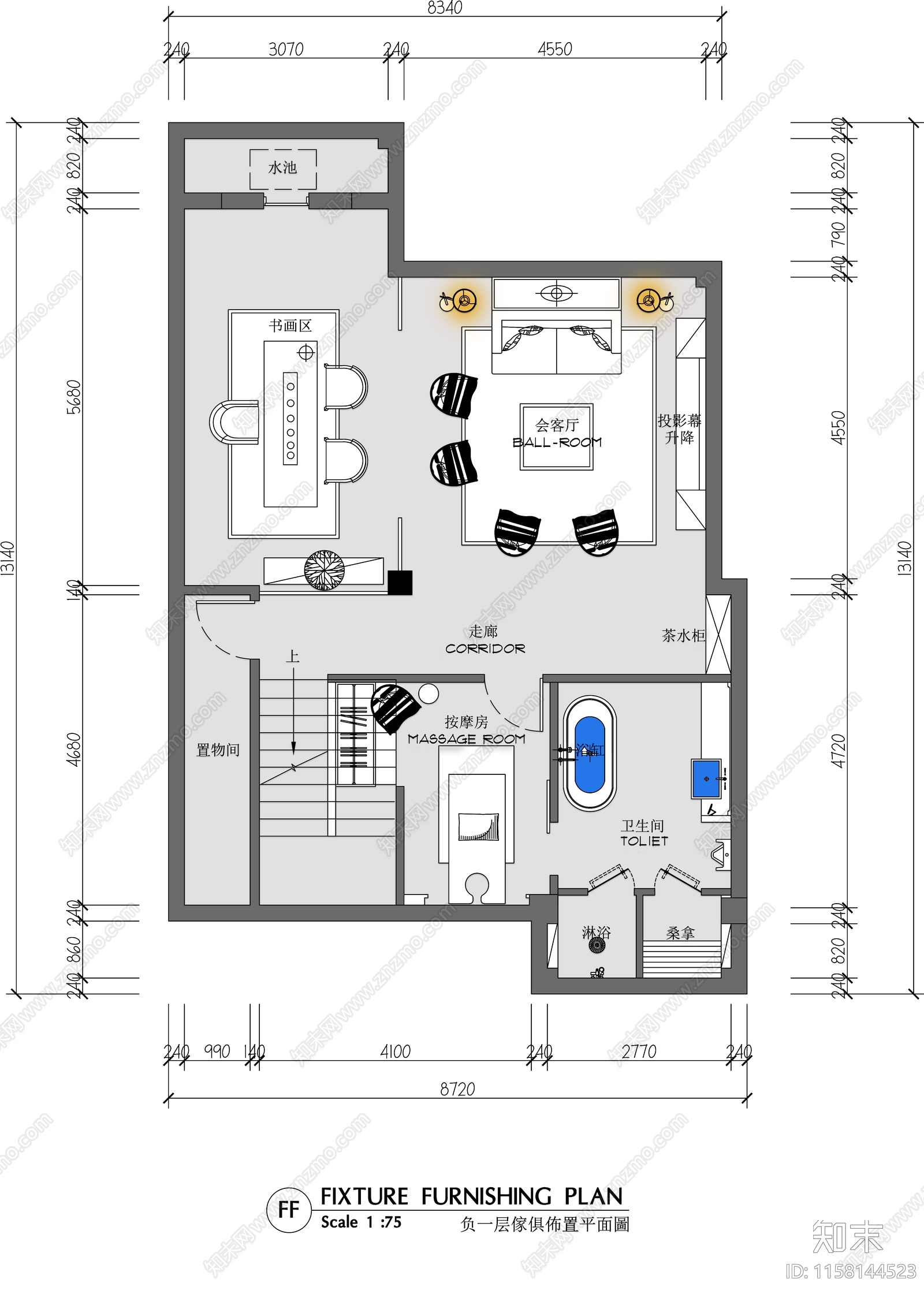 别墅平面布置图施工图下载【ID:1158144523】