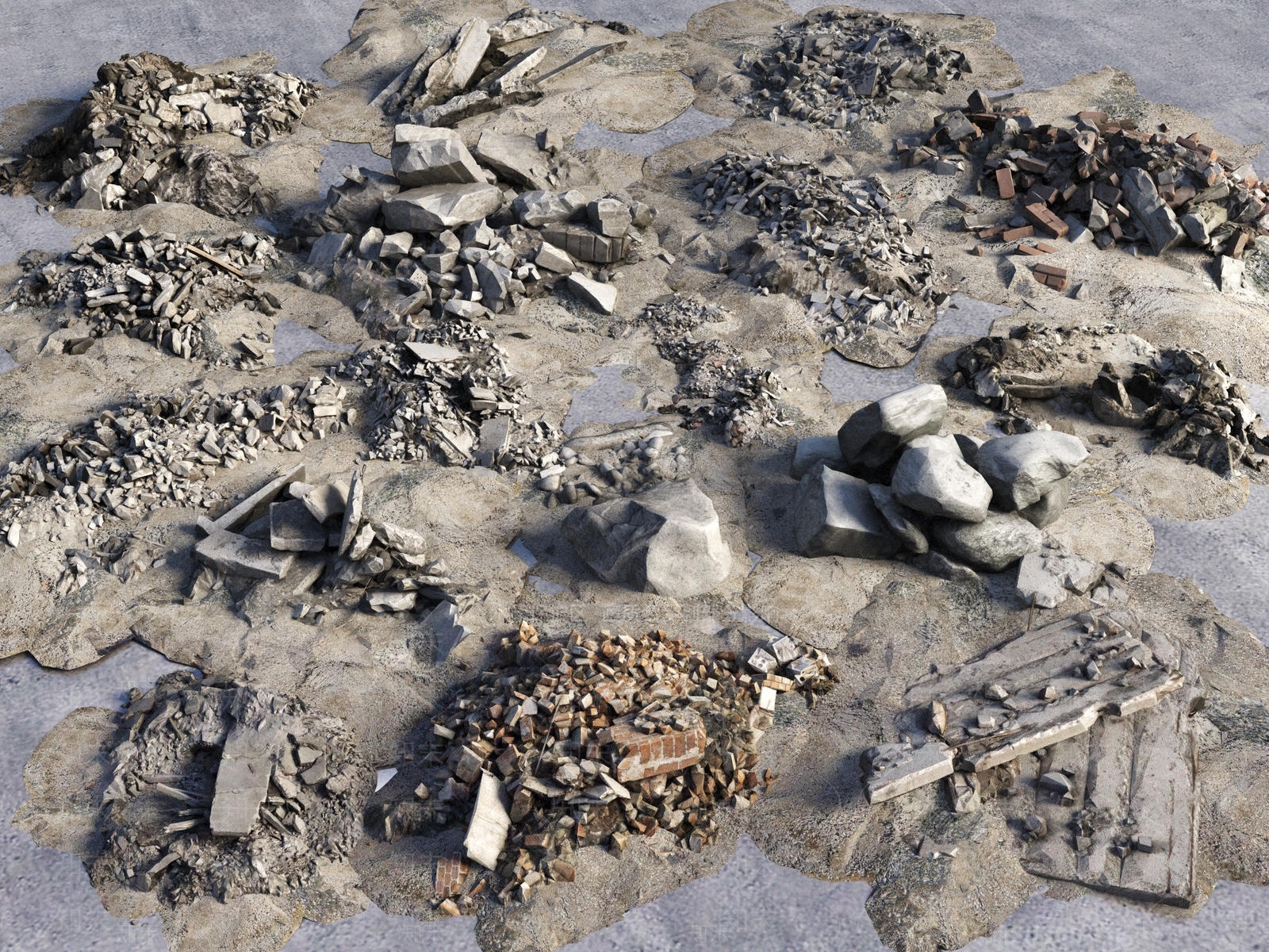 工业风废墟石头3D模型下载【ID:1158148620】