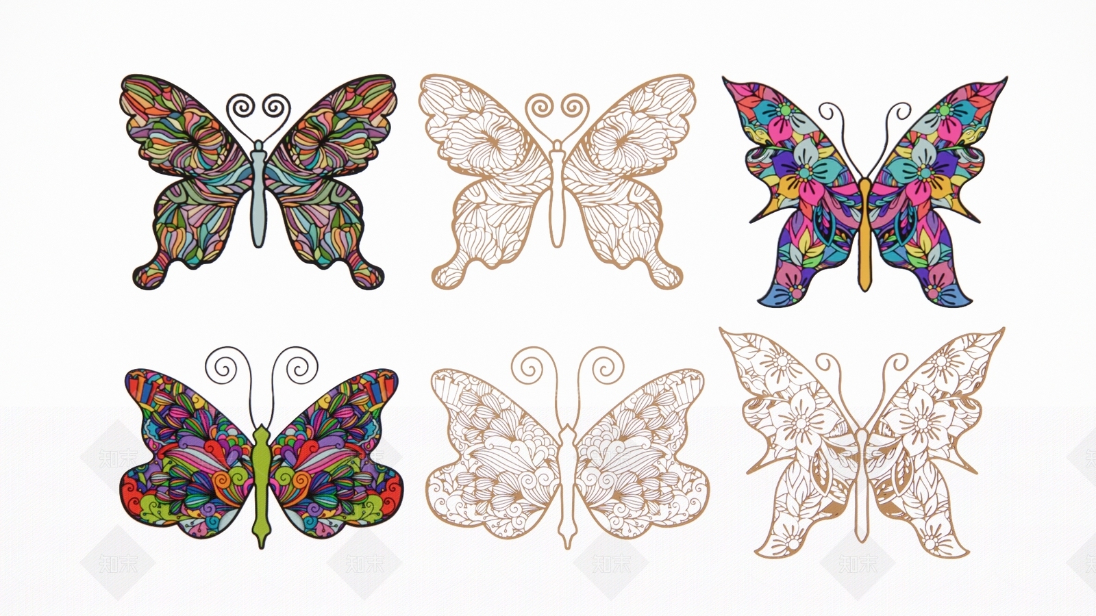 2D现代花蝴蝶SU模型下载【ID:1158148385】